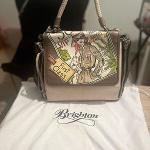 Brighton Women's Illustrated Tan and Cream Satchel